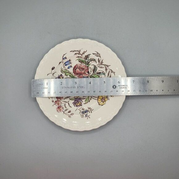 Vernon Kilns May Flower Bread Plates 6.5" Hand Painted USA Cottage Garden - Picture 4 of 4